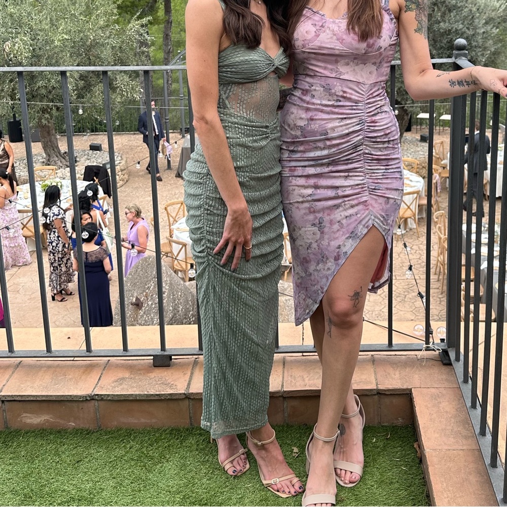 Selfie Leslie Oliana Embroidered Mesh Midi Dress Fern US XS - Picture 5 of 6
